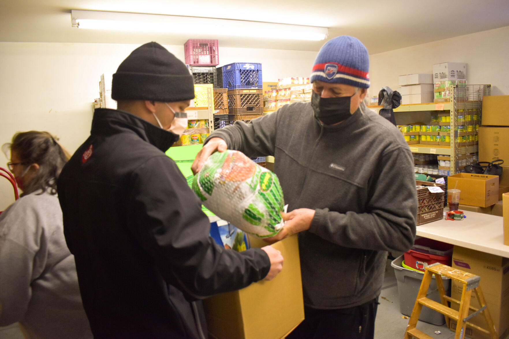 Oswego Firefighters Local 126 assists with Human Concerns Thanksgiving baskets